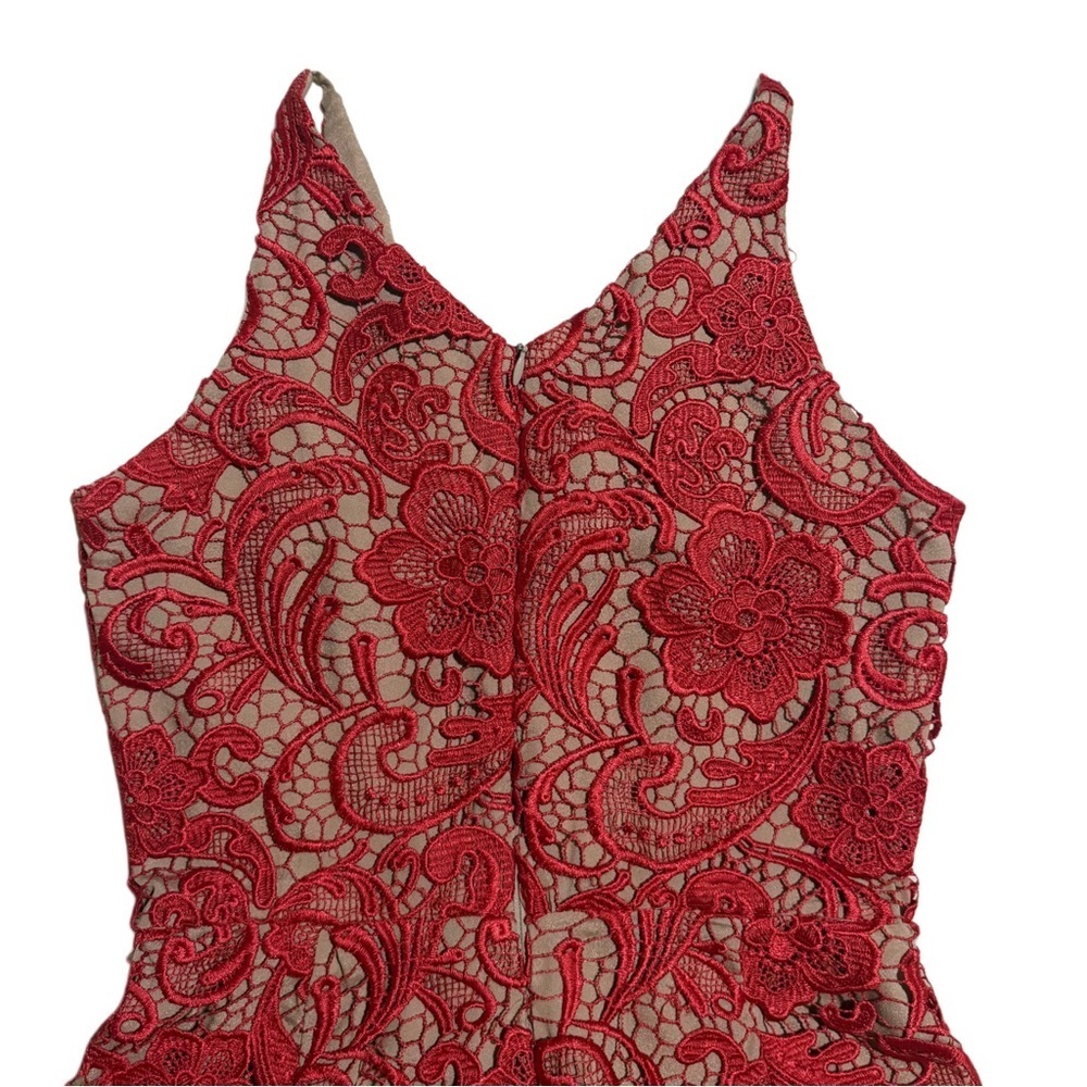 Dress the Population Marie Red Lace‎ Midi Dress | Coquette | Formal | Size M - Picture 4 of 7